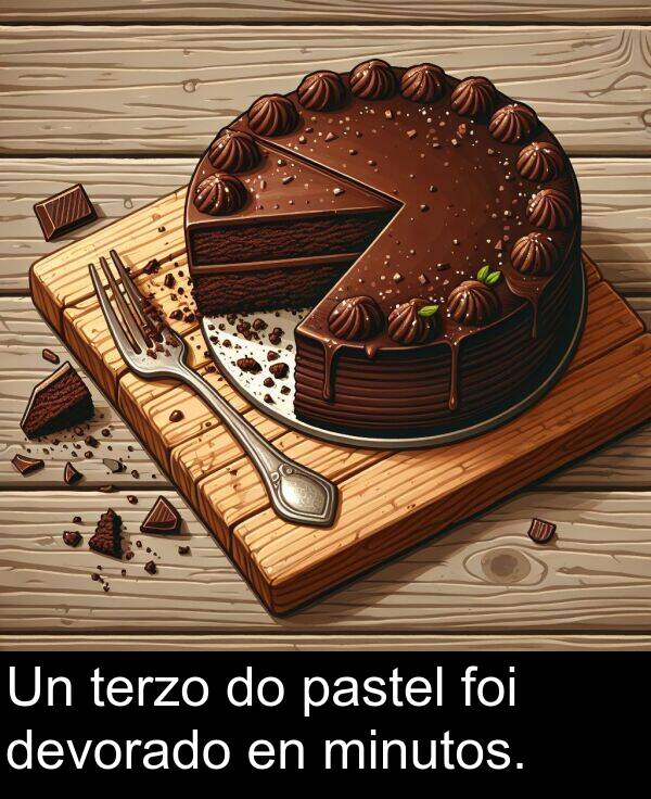 minutos: Un terzo do pastel foi devorado en minutos.