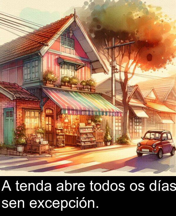 días: A tenda abre todos os días sen excepción.