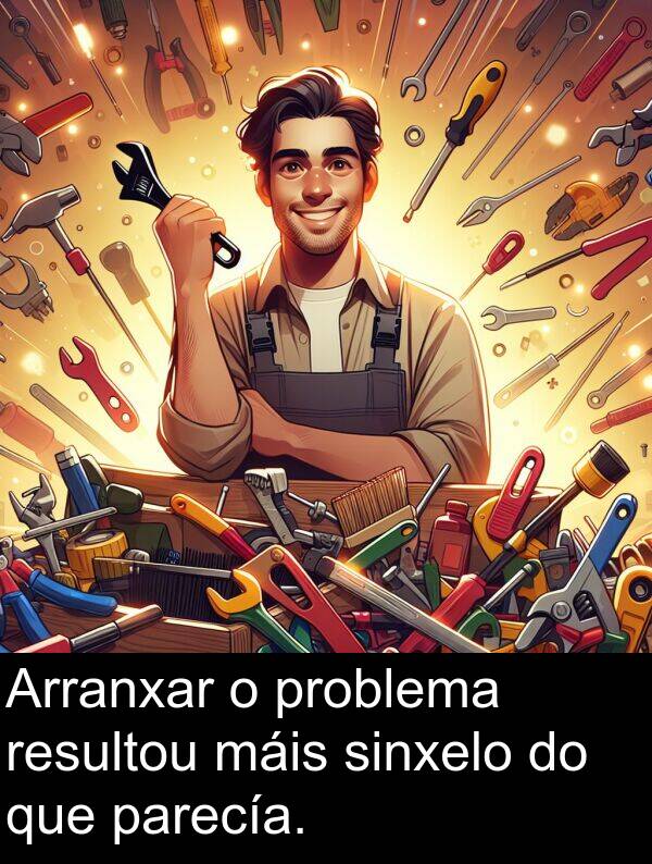 resultou: Arranxar o problema resultou máis sinxelo do que parecía.