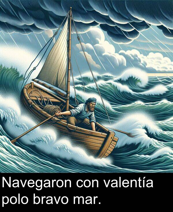 valentía: Navegaron con valentía polo bravo mar.
