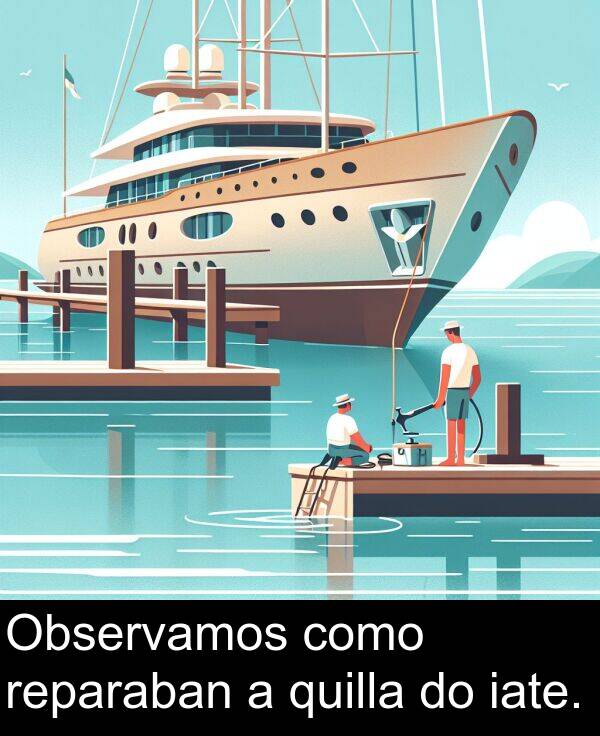 reparaban: Observamos como reparaban a quilla do iate.