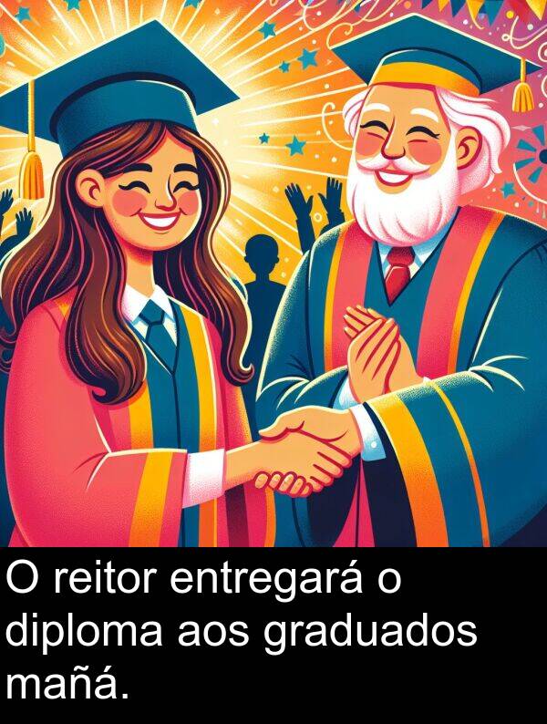 reitor: O reitor entregará o diploma aos graduados mañá.
