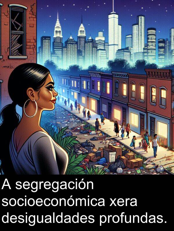 segregación: A segregación socioeconómica xera desigualdades profundas.