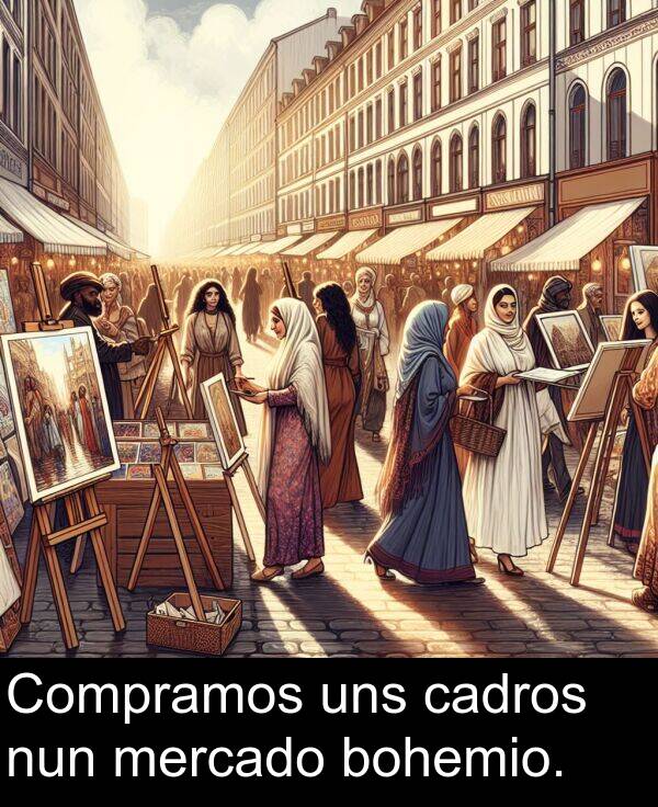 cadros: Compramos uns cadros nun mercado bohemio.