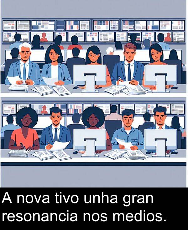 resonancia: A nova tivo unha gran resonancia nos medios.