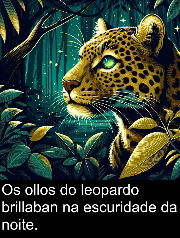 brillaban: Os ollos do leopardo brillaban na escuridade da noite.