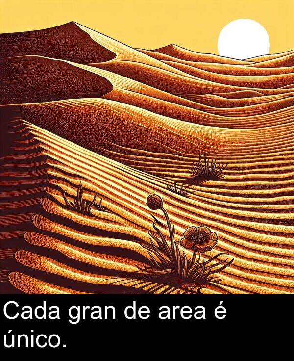 gran: Cada gran de area é único.
