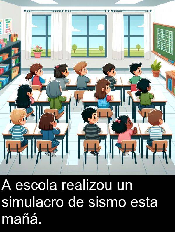 realizou: A escola realizou un simulacro de sismo esta mañá.