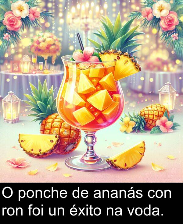 ron: O ponche de ananás con ron foi un éxito na voda.