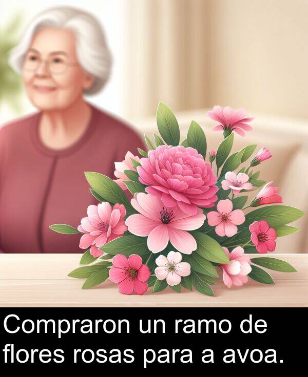 rosas: Compraron un ramo de flores rosas para a avoa.