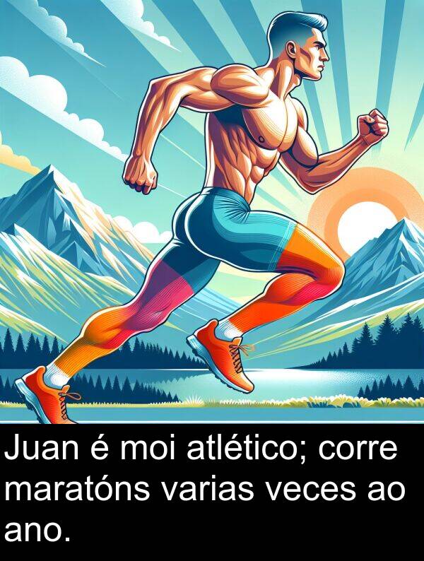 ano: Juan é moi atlético; corre maratóns varias veces ao ano.