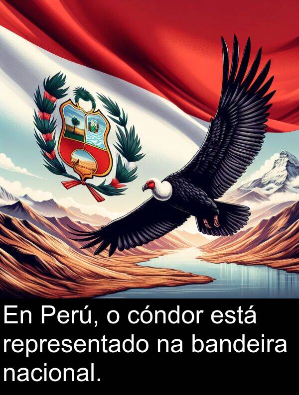 representado: En Perú, o cóndor está representado na bandeira nacional.
