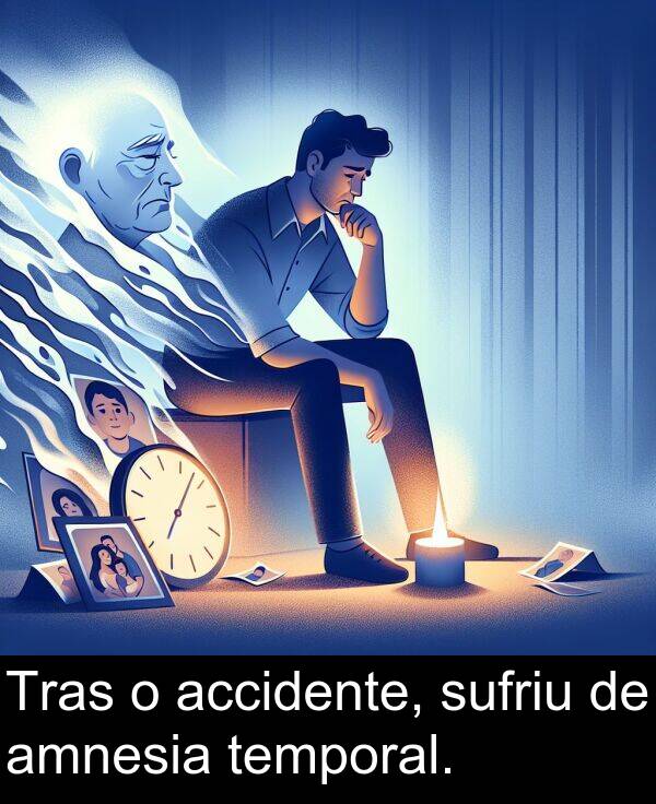 amnesia: Tras o accidente, sufriu de amnesia temporal.
