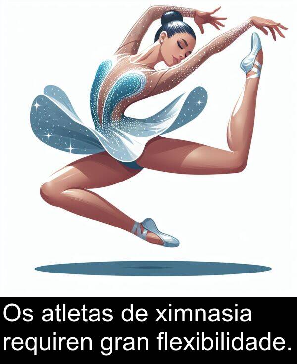 requiren: Os atletas de ximnasia requiren gran flexibilidade.