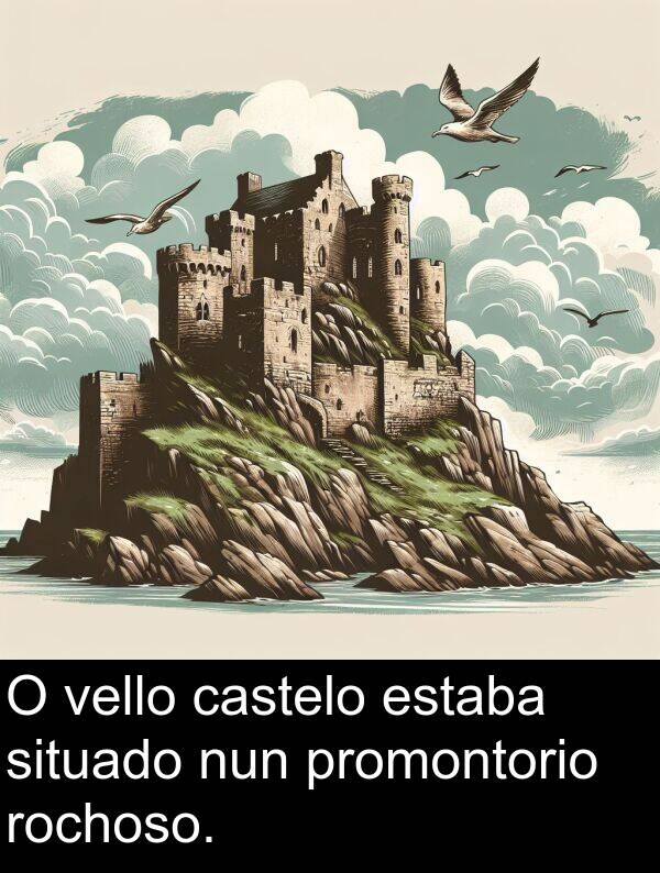 rochoso: O vello castelo estaba situado nun promontorio rochoso.