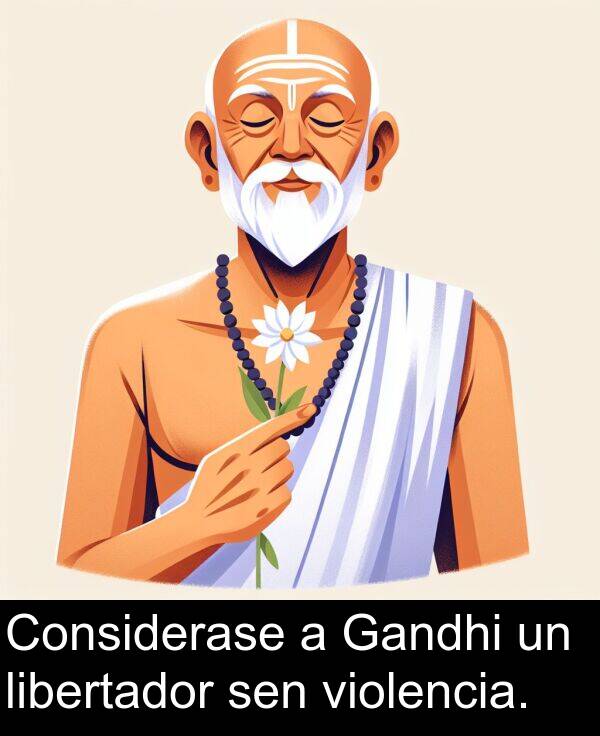 libertador: Considerase a Gandhi un libertador sen violencia.