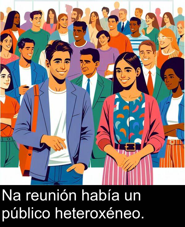 reunión: Na reunión había un público heteroxéneo.