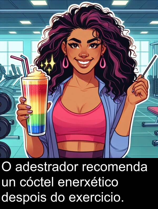 recomenda: O adestrador recomenda un cóctel enerxético despois do exercicio.