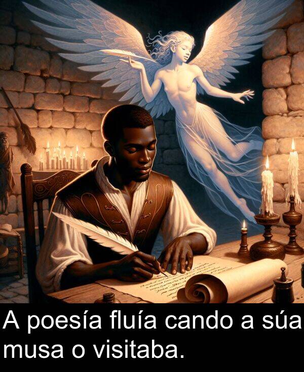 poesía: A poesía fluía cando a súa musa o visitaba.