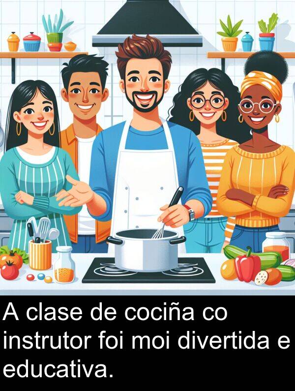 divertida: A clase de cociña co instrutor foi moi divertida e educativa.