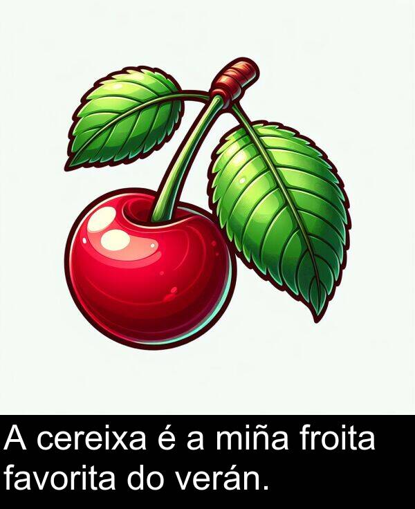 miña: A cereixa é a miña froita favorita do verán.