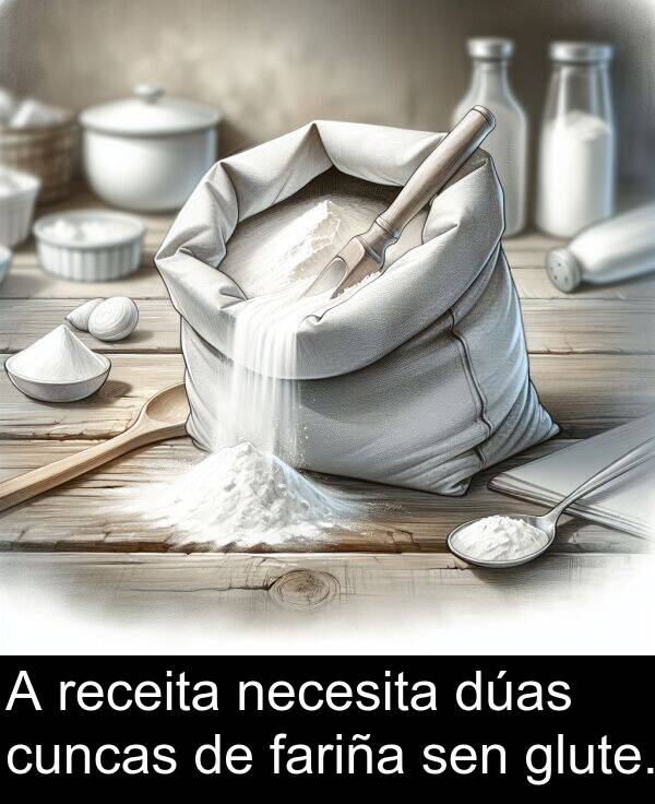 receita: A receita necesita dúas cuncas de fariña sen glute.