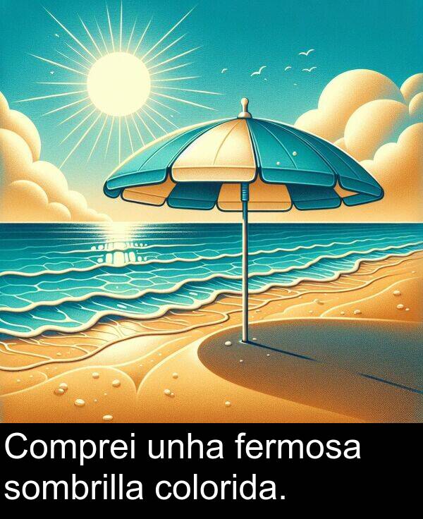 colorida: Comprei unha fermosa sombrilla colorida.