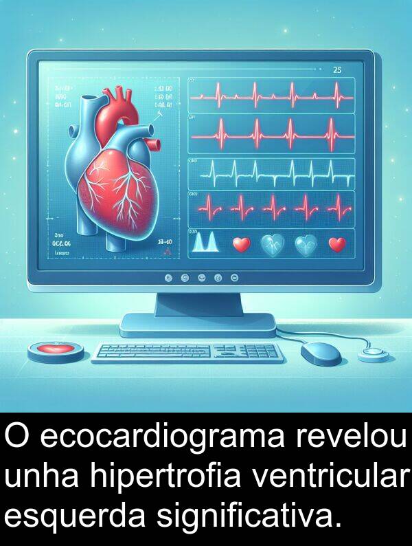 revelou: O ecocardiograma revelou unha hipertrofia ventricular esquerda significativa.
