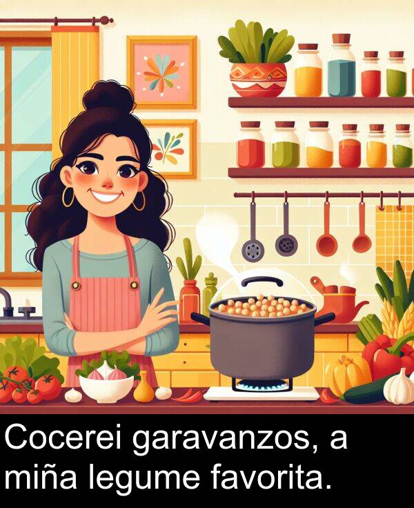 miña: Cocerei garavanzos, a miña legume favorita.