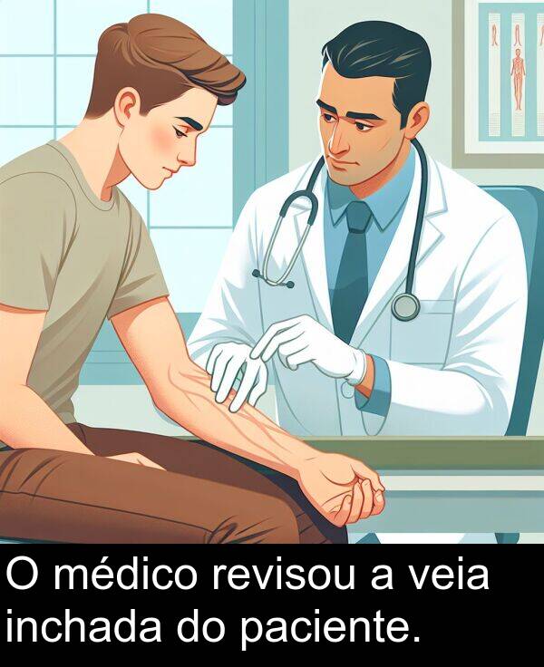 médico: O médico revisou a veia inchada do paciente.