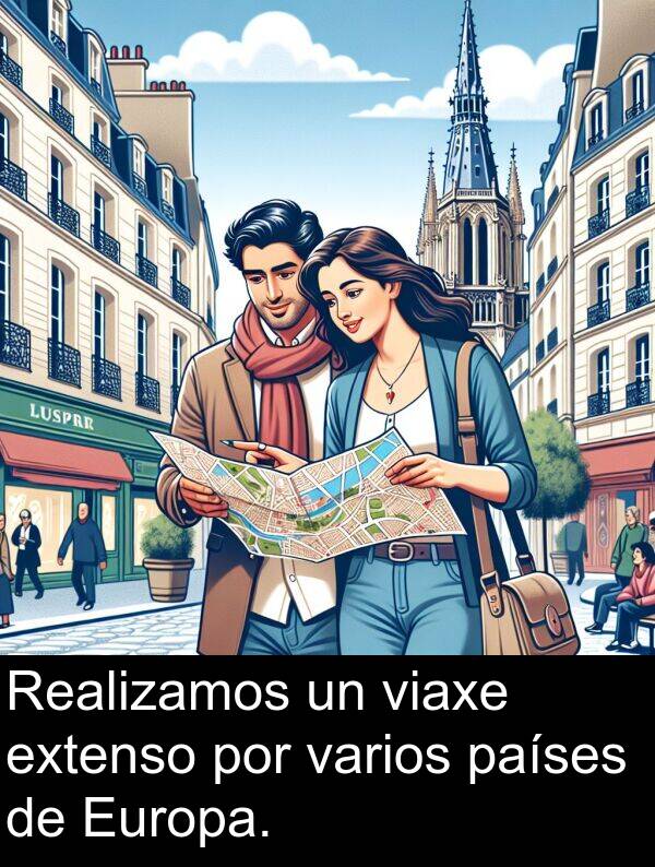 por: Realizamos un viaxe extenso por varios países de Europa.