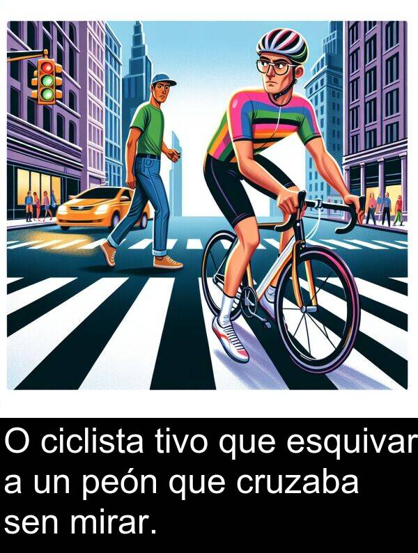 esquivar: O ciclista tivo que esquivar a un peón que cruzaba sen mirar.