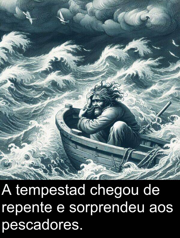 pescadores: A tempestad chegou de repente e sorprendeu aos pescadores.