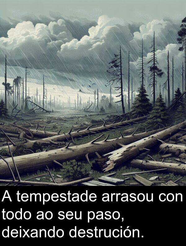 arrasou: A tempestade arrasou con todo ao seu paso, deixando destrución.
