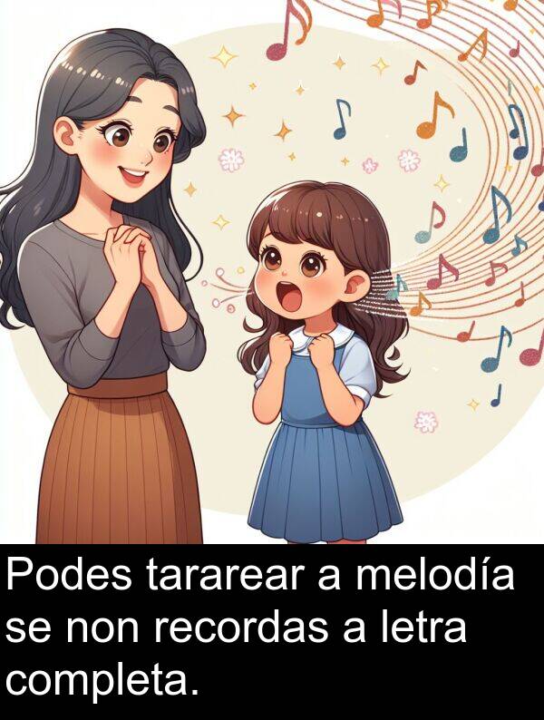 recordas: Podes tararear a melodía se non recordas a letra completa.