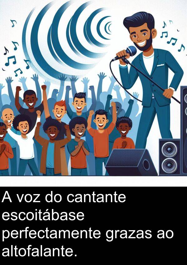 perfectamente: A voz do cantante escoitábase perfectamente grazas ao altofalante.