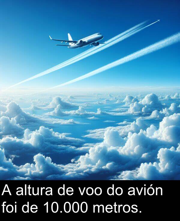 altura: A altura de voo do avión foi de 10.000 metros.