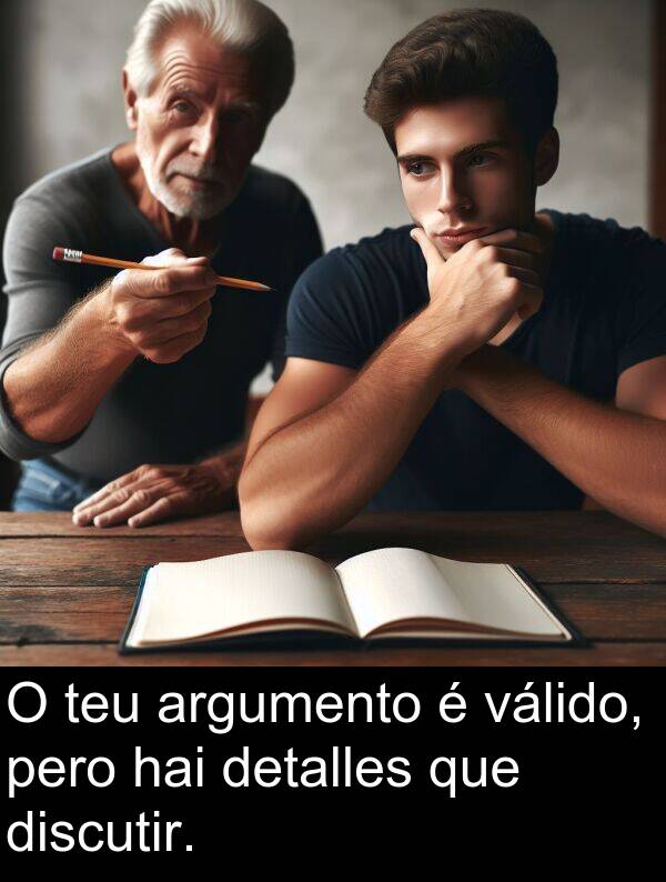 válido: O teu argumento é válido, pero hai detalles que discutir.