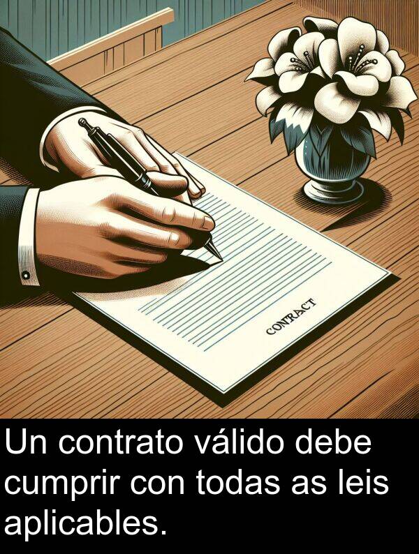 válido: Un contrato válido debe cumprir con todas as leis aplicables.
