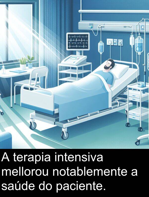 terapia: A terapia intensiva mellorou notablemente a saúde do paciente.