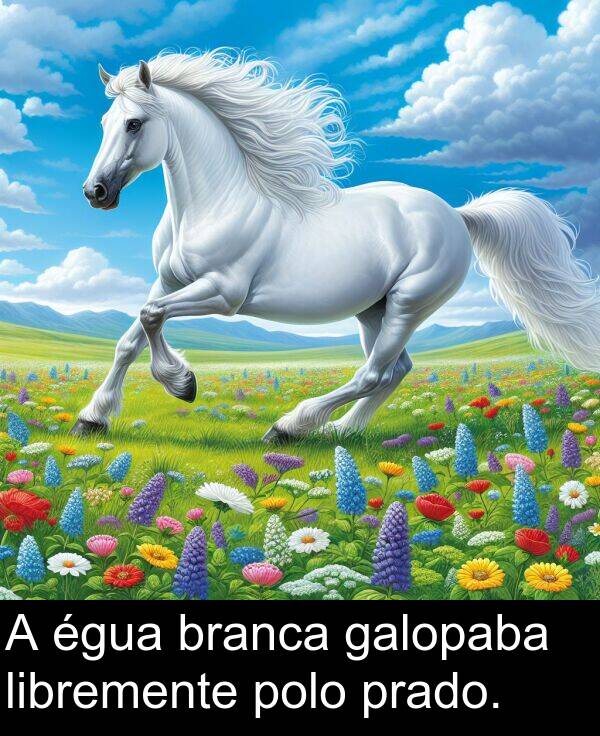 branca: A égua branca galopaba libremente polo prado.