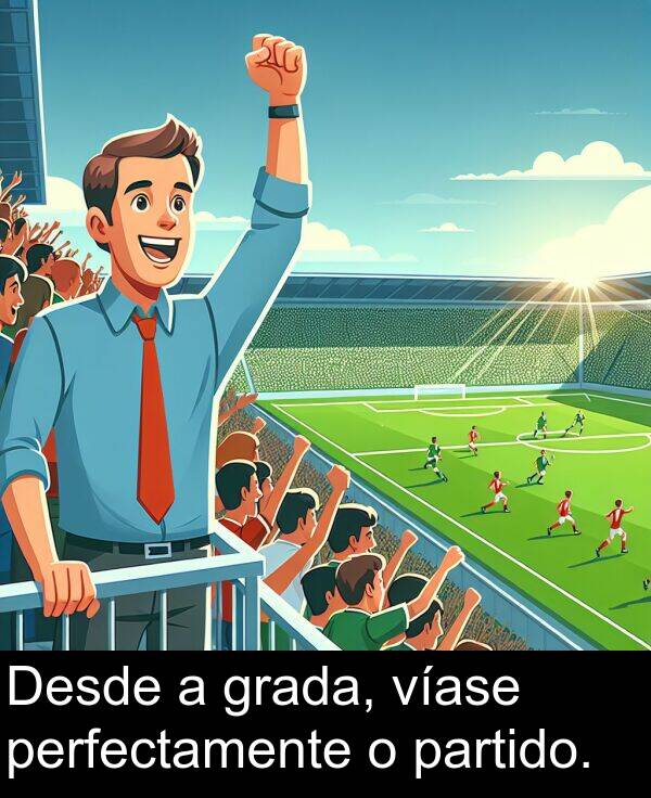 perfectamente: Desde a grada, víase perfectamente o partido.
