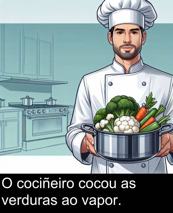 cociñeiro: O cociñeiro cocou as verduras ao vapor.