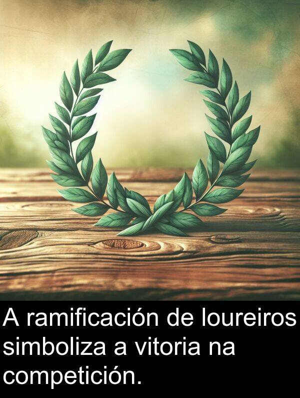 ramificación: A ramificación de loureiros simboliza a vitoria na competición.