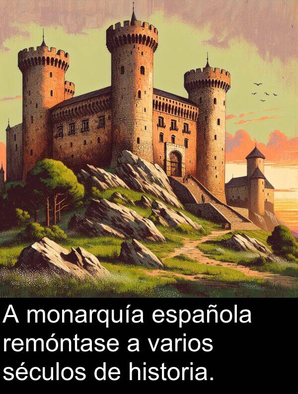 remóntase: A monarquía española remóntase a varios séculos de historia.
