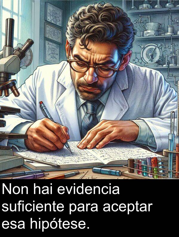 suficiente: Non hai evidencia suficiente para aceptar esa hipótese.
