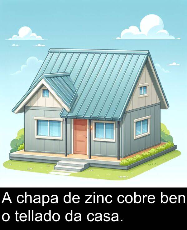 casa: A chapa de zinc cobre ben o tellado da casa.