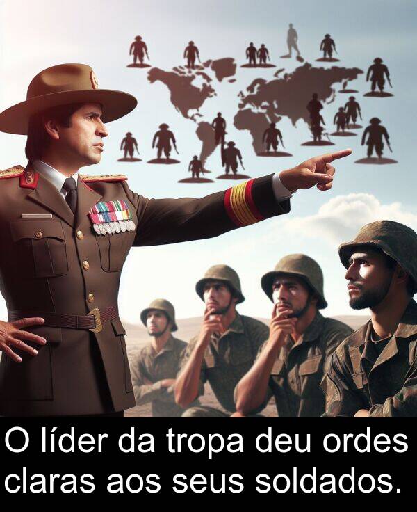 tropa: O líder da tropa deu ordes claras aos seus soldados.