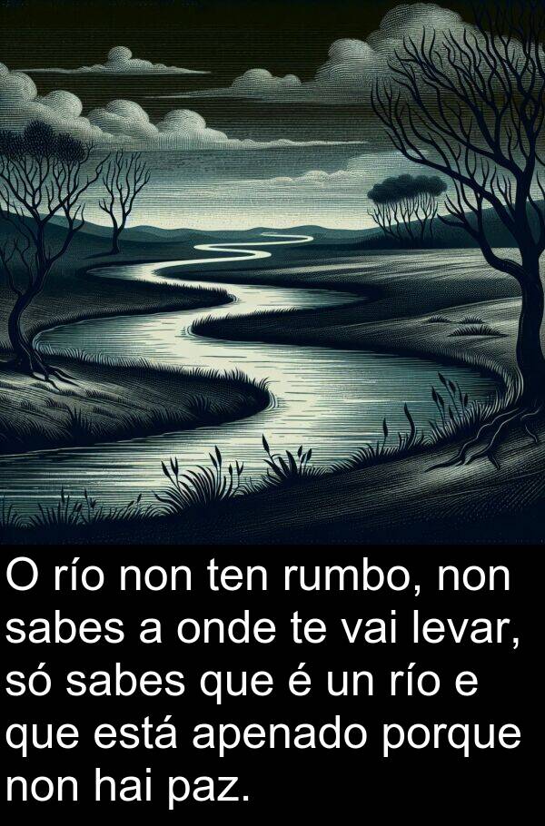 río: O río non ten rumbo, non sabes a onde te vai levar, só sabes que é un río e que está apenado porque non hai paz.