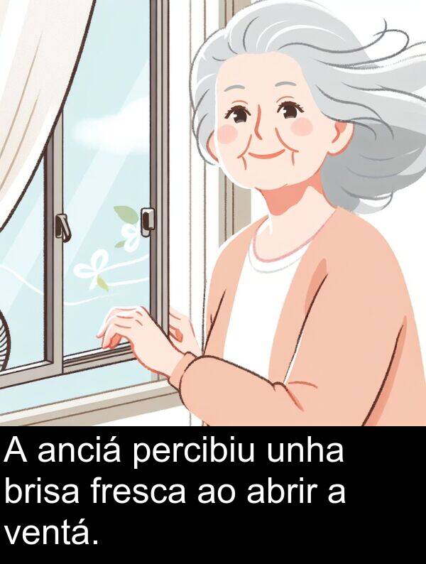 fresca: A anciá percibiu unha brisa fresca ao abrir a ventá.